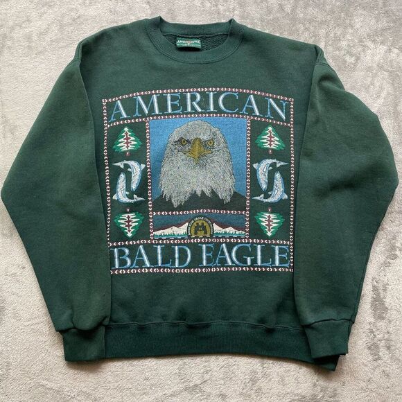 AMERICAN EAGLE VINTAGE AMERICAN BALD EAGLE CREWNECK SWEATSHIRT MEN'S MEDIUM - Picture 2 of 9